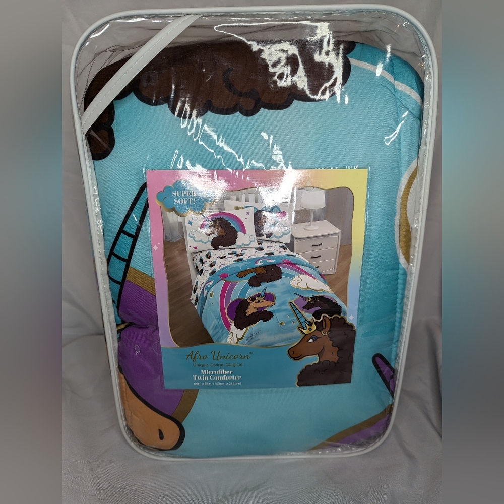 Afro Unicorn Microfiber Twin Comforter